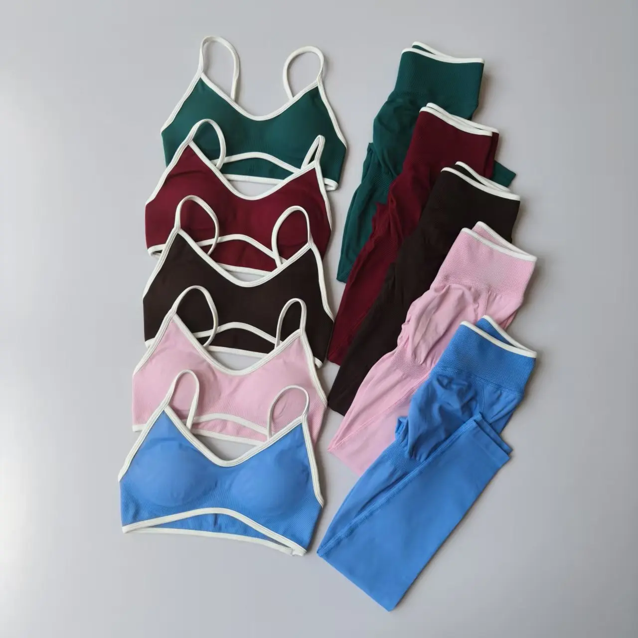 kf-S501a8134ed2e4fc097c45734b043d7cfy Seamless 2PCS Legging Sets Women's Strappy Sports Bras and Leggings - Image 1